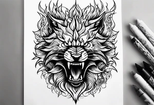 shadow in flames, angry tattoo idea