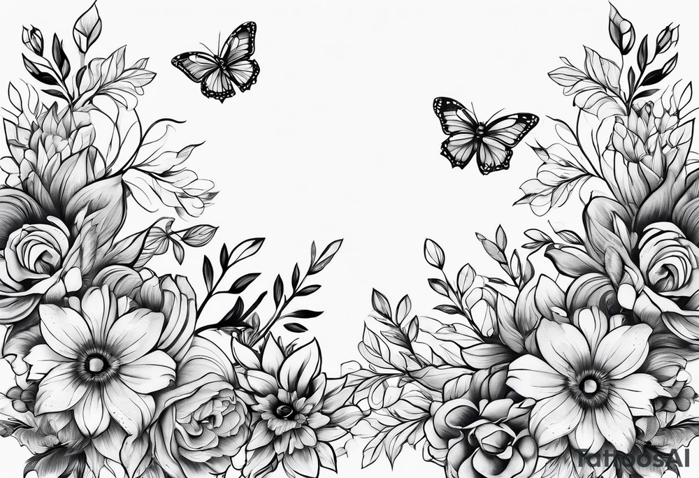 Black flowers tattoo idea