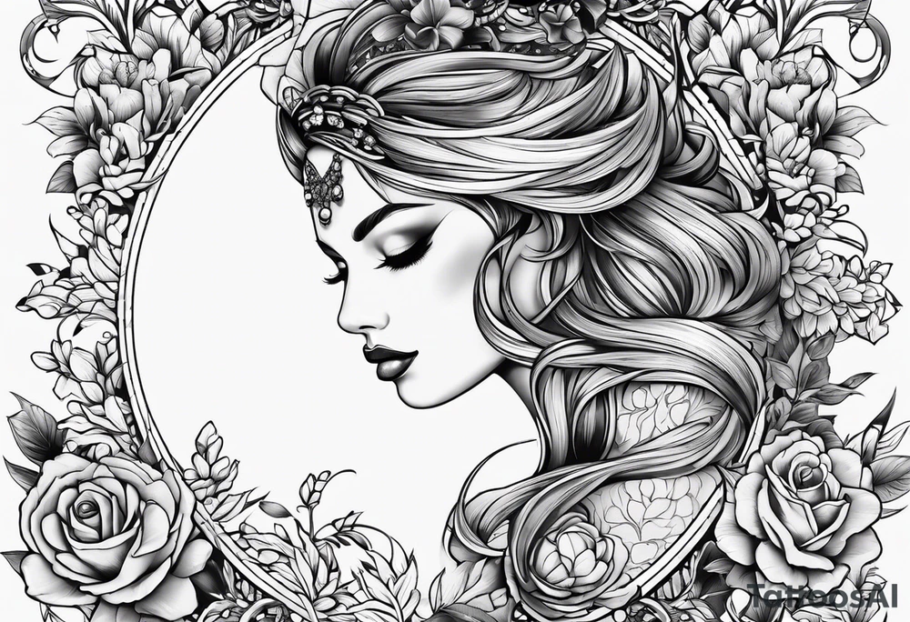 Florais com folhas em traços finos tattoo idea