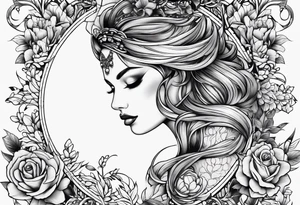 Florais com folhas em traços finos tattoo idea
