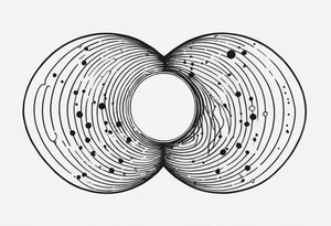 simple shape made from black dots and circles to go on upper arm/shoulder tattoo idea