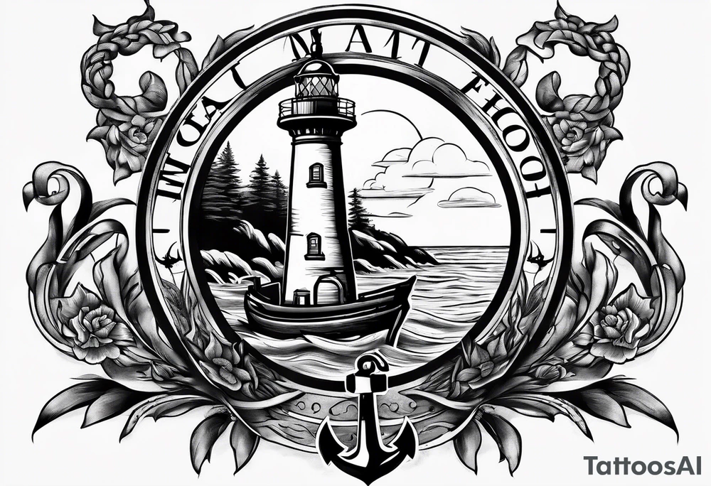 Lighthouse and anchor that says "my beacon, my anchor" tattoo idea