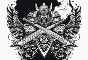 Valhalla sword warrior funeral tattoo idea
