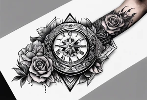 Sleeve on the forearm with a diamond in the middle for men tattoo idea
