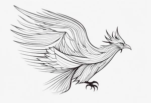 elongated phoenix in profile with no claws tattoo idea