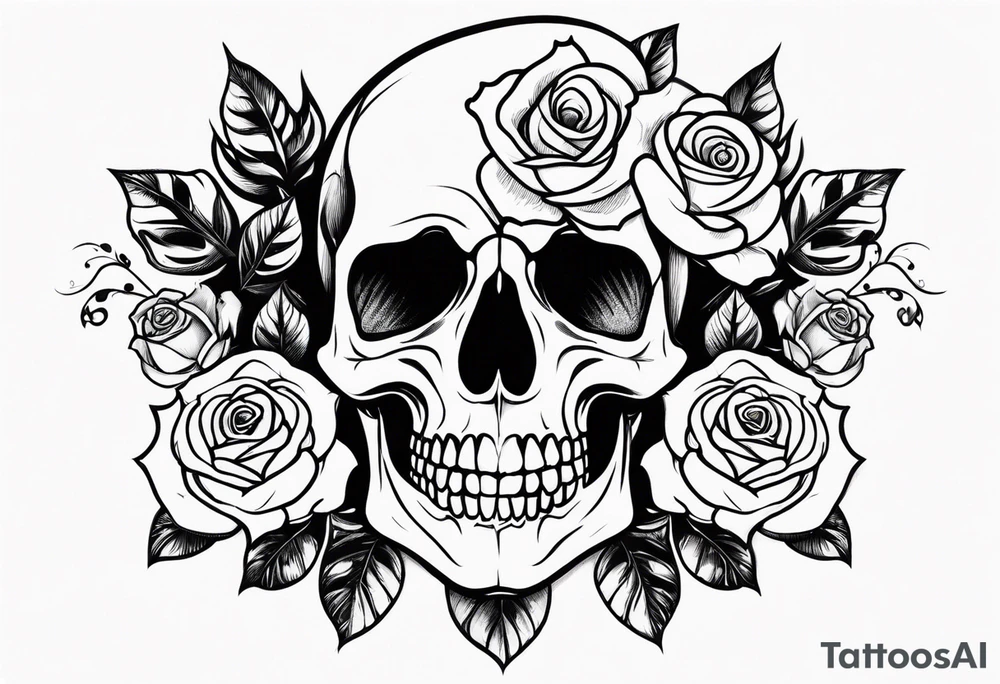 skull and roses tattoo idea