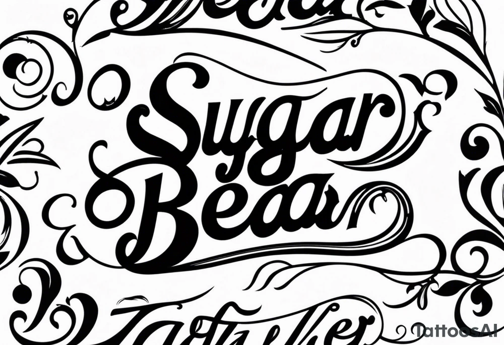 Sugar Bear in Italic script tattoo idea