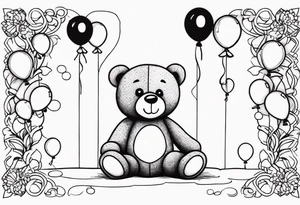 teddy bear with balloons tattoo idea