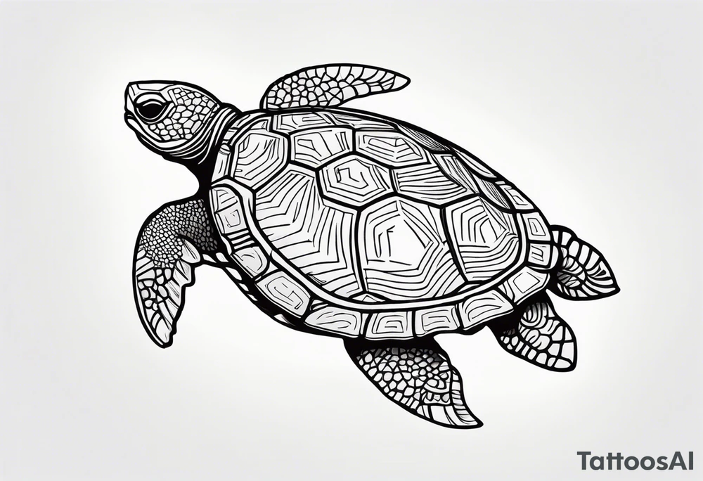 tropical psychedelic turtle's back, top down view, as seen from above tattoo idea