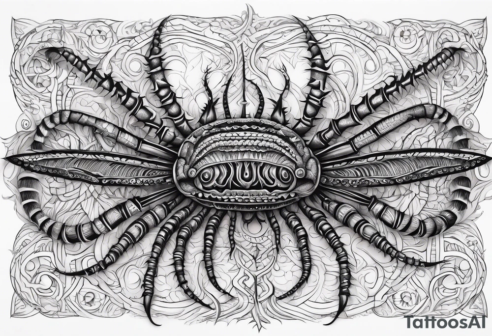 Long many legs tribal centipede tattoo idea