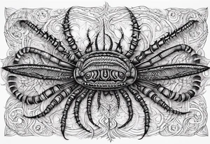 Long many legs tribal centipede tattoo idea