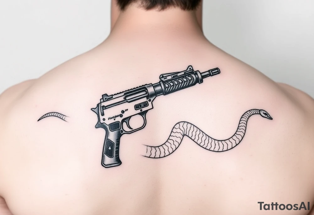 Gun and snake tattoo idea