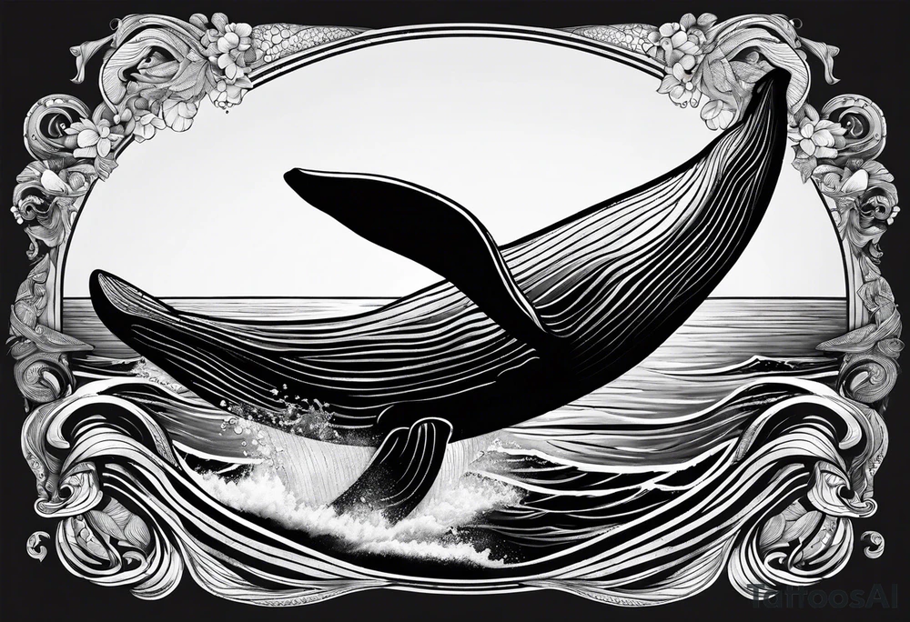 Humpbake whale tail sticking out of ocean tattoo idea