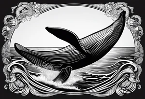 Humpbake whale tail sticking out of ocean tattoo idea