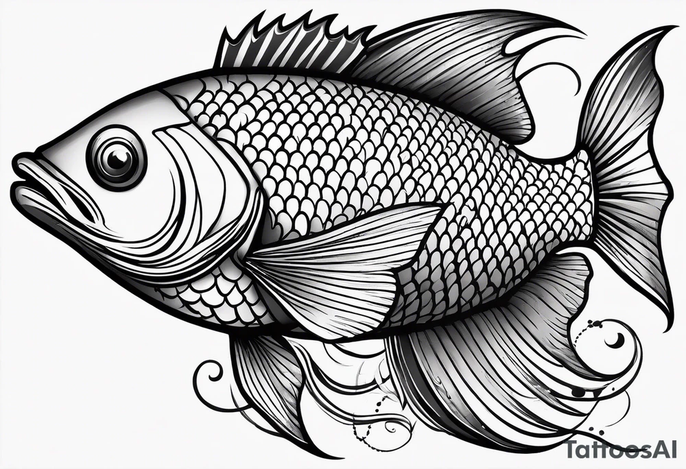 Line work fish tattoo idea