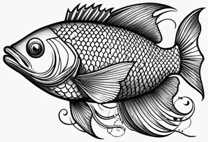 Line work fish tattoo idea