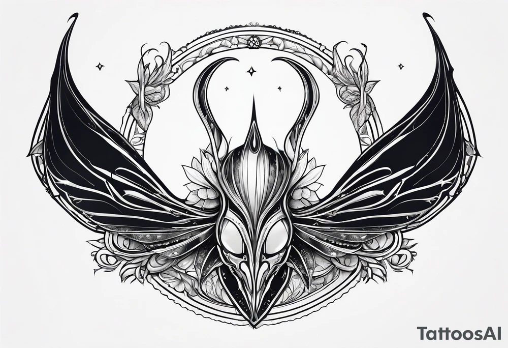 The Mantis Lords from Hollow Knight, no background, just linework tattoo idea