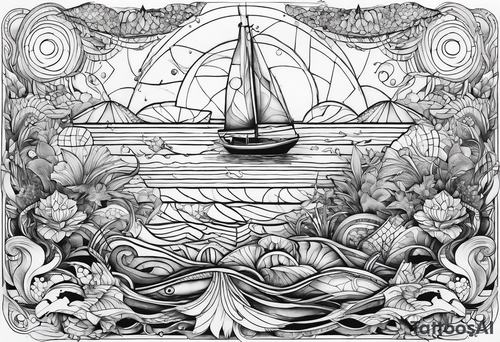 Geometric aquatic tattoo idea