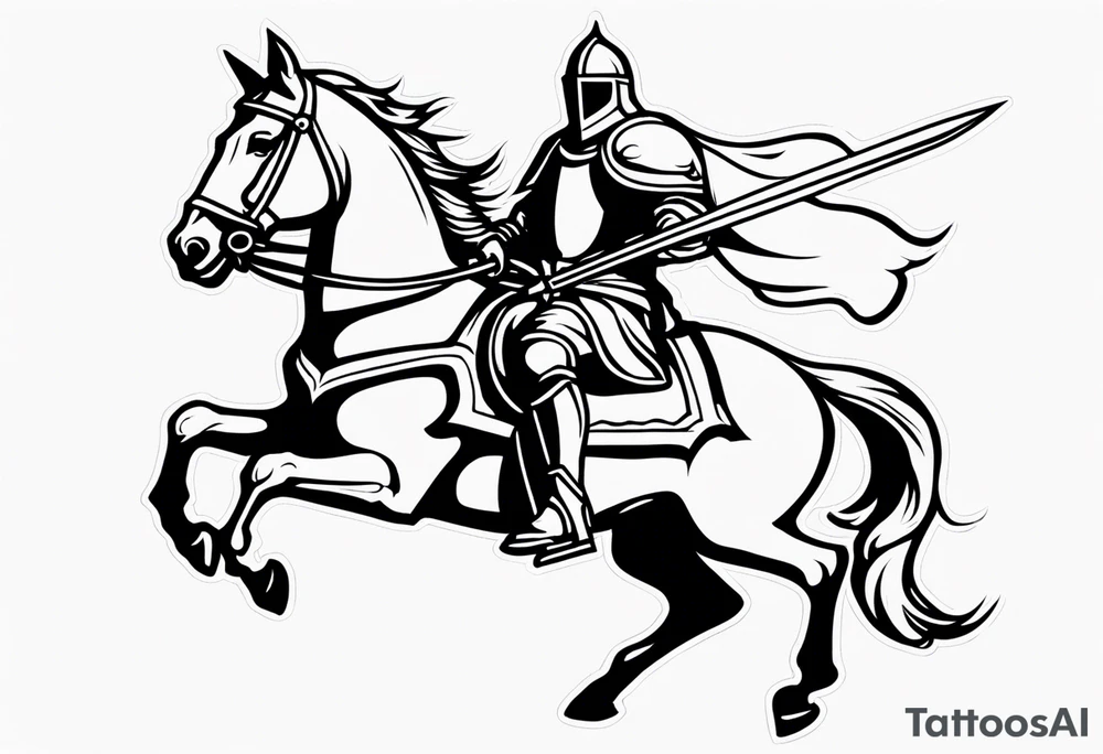 Templer knight on horse with sword an shield tattoo idea
