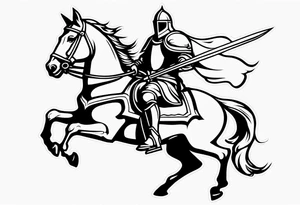 Templer knight on horse with sword an shield tattoo idea