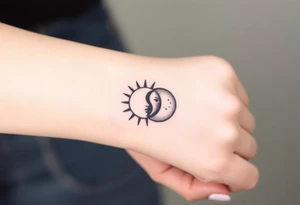 sunface (sunsign in aquarius) & moonface (moonsign in pisces) astrology / yang and yang / apple emojis inspired tattoo idea