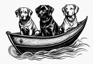two dogs in a boat that has the word McNamara on the side tattoo idea