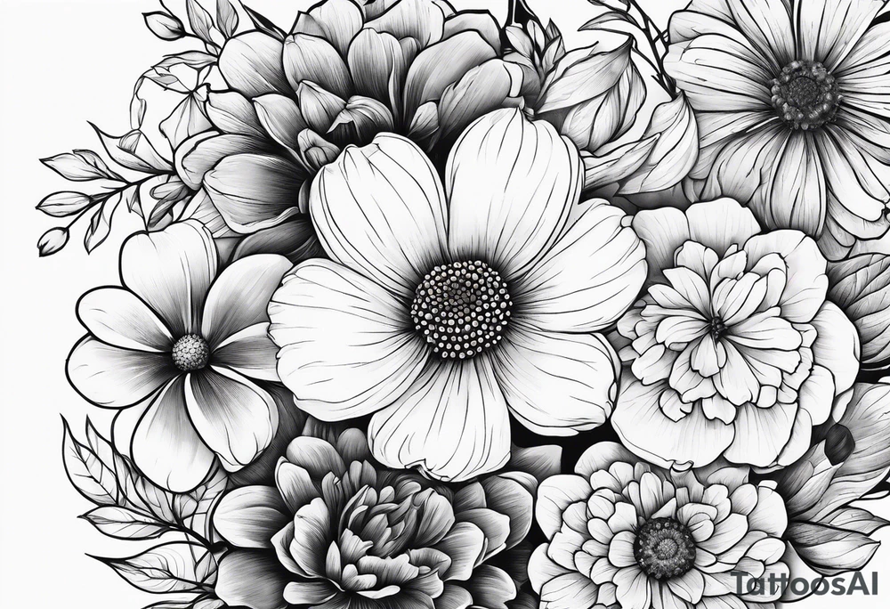 Spring flowers, surrounded by faded honeycomb, 
Simple tattoo idea