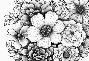 Spring flowers, surrounded by faded honeycomb, 
Simple tattoo idea