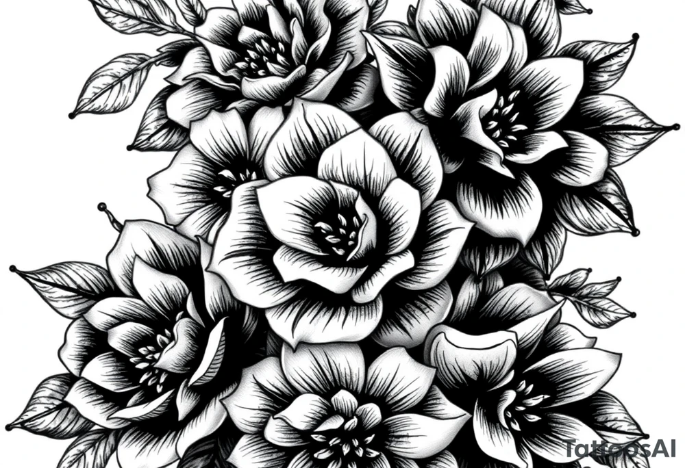 ornaments of flowers, very intricate and detailed tattoo idea