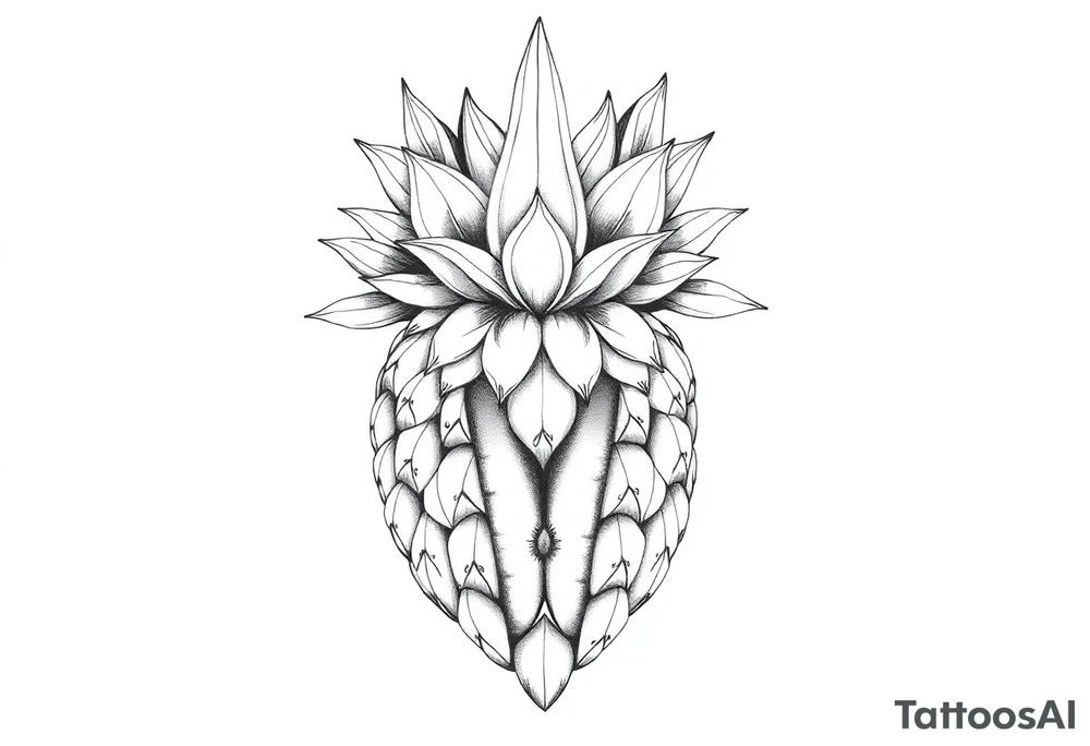 Crown pineapple vagina anus tattoo idea