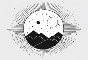 Sun with lines and dots simple tattoo idea