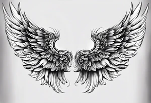 Cool pair of wings on my back to complete some on my upper back with 2 vertical tails going down the middle of my back tattoo idea