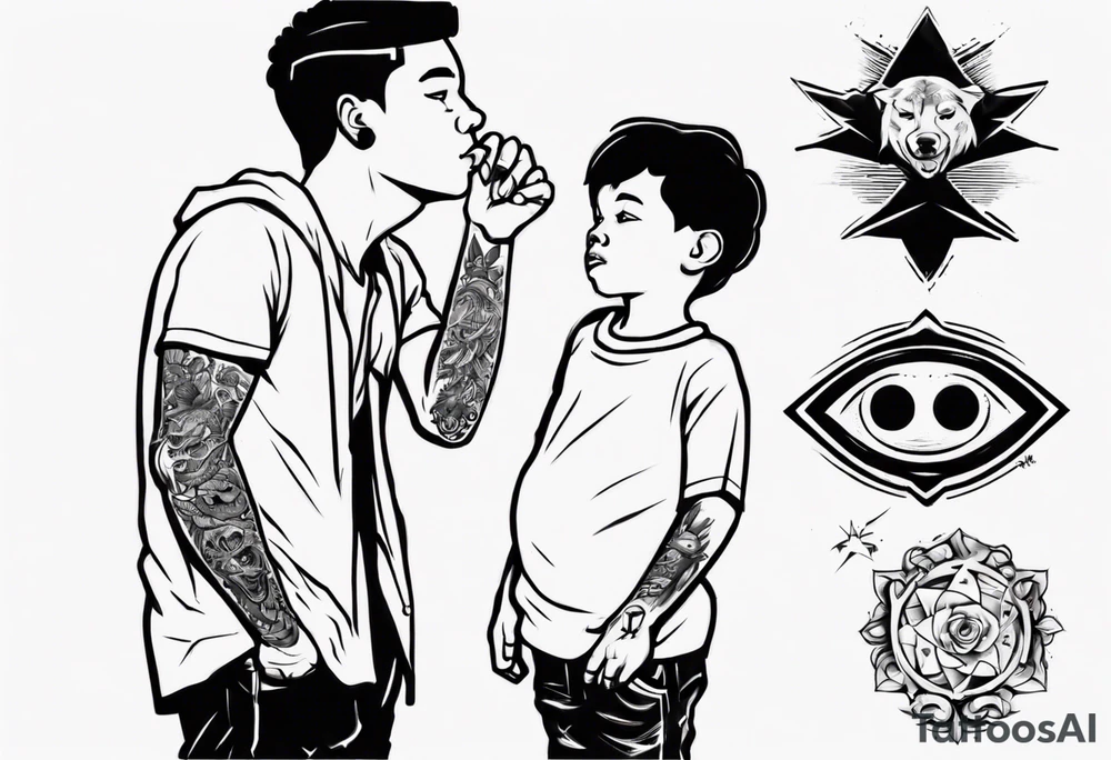 Black son who looks up to his dad tattoo idea