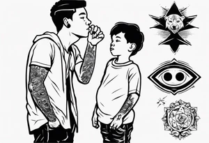 Black son who looks up to his dad tattoo idea