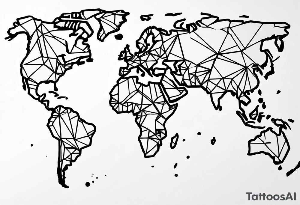 spherical world map breaking glass tattoo idea