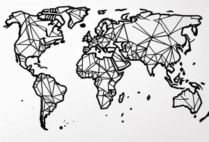 spherical world map breaking glass tattoo idea