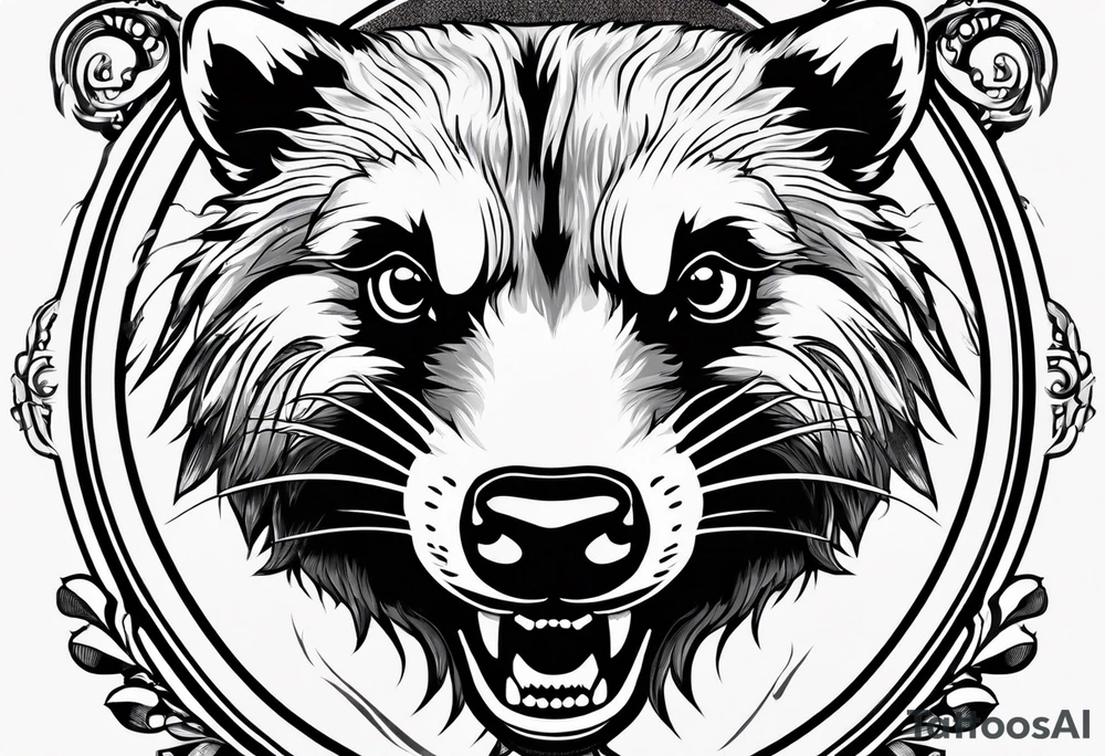 Angry badger with hands tattoo idea