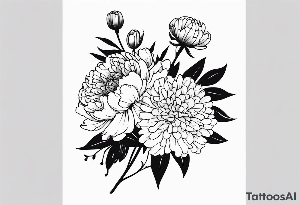 Bouquet with carnation
, chrysanthemum tattoo idea