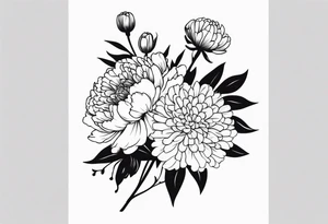 Bouquet with carnation
, chrysanthemum tattoo idea