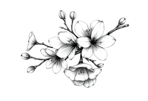Cherry blossom branchwith rund petals tattoo idea