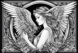 Naked angel with big wings tattoo idea