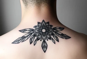 spiritual feathers ornamental mandala shaman tattoo idea
