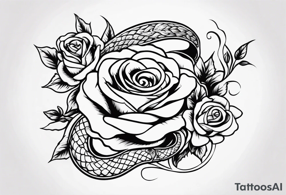Biblical, snake with roses and vines with thorns rapping around your shoulder to arm tattoo idea