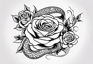 Biblical, snake with roses and vines with thorns rapping around your shoulder to arm tattoo idea
