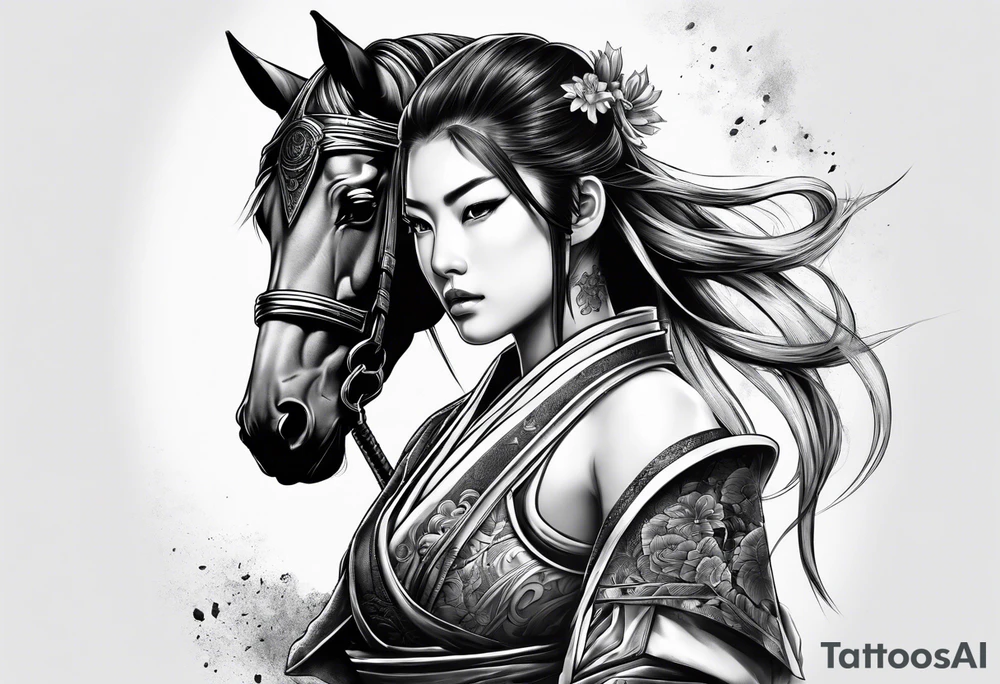 Horse samurai girl tattoo idea