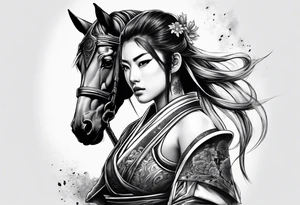 Horse samurai girl tattoo idea