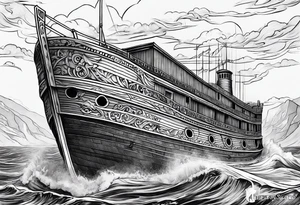 Noah’s ark with the names “leticia” and “Tiffany” incorporated tattoo idea