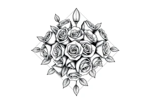 A lot of Small Roses in a diamond shape tattoo idea