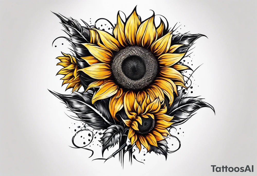 Sunflower, wheat, and barbed wire half sleeve tattoo idea Sunflower, wheat, and barbed wire half sleeve tattoo idea
