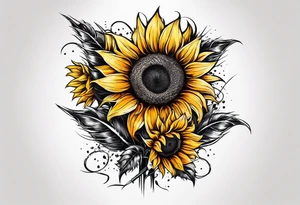 Sunflower, wheat, and barbed wire half sleeve tattoo idea